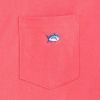 Embroidered Pocket Tee Shirt in Sunset Red by Southern Tide - Country Club Prep