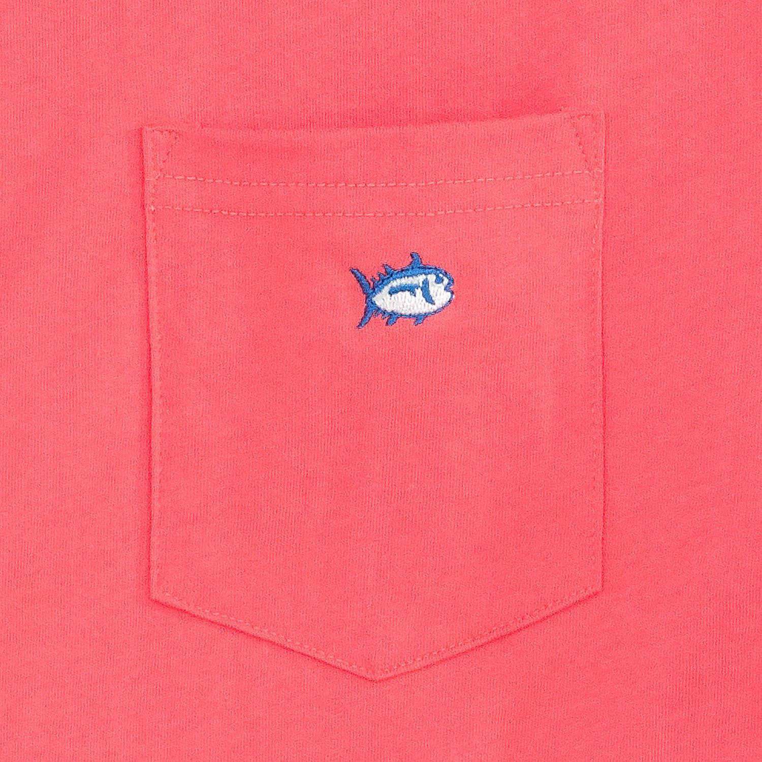 Embroidered Pocket Tee Shirt in Sunset Red by Southern Tide - Country Club Prep