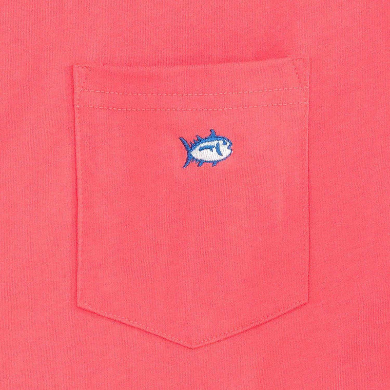 Embroidered Pocket Tee Shirt in Sunset Red by Southern Tide - Country Club Prep