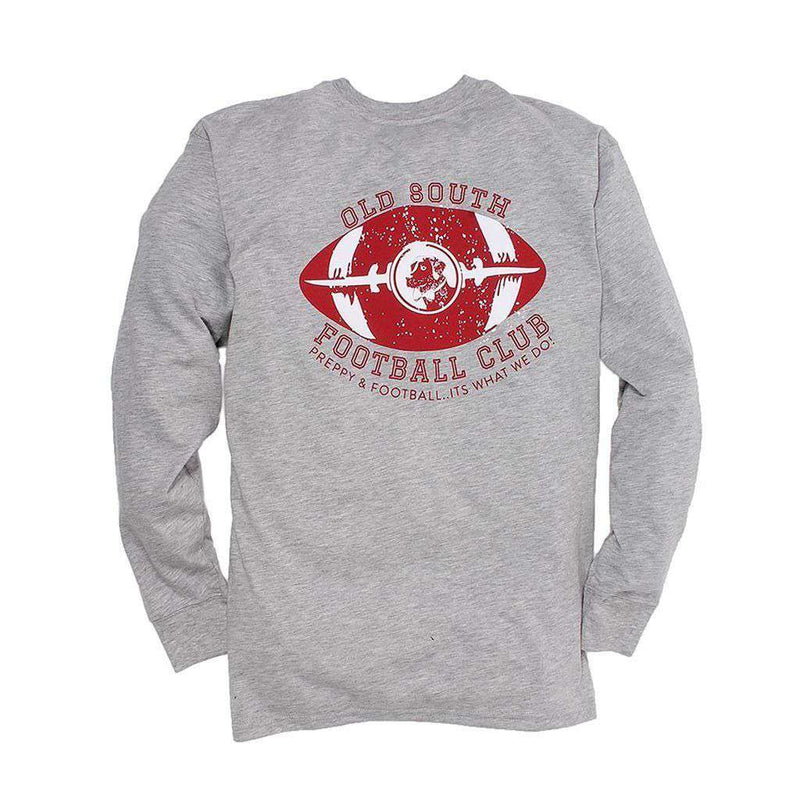 Exclusive Preppy and Football Long Sleeve Tee in Heather Grey by Southern Proper - Country Club Prep