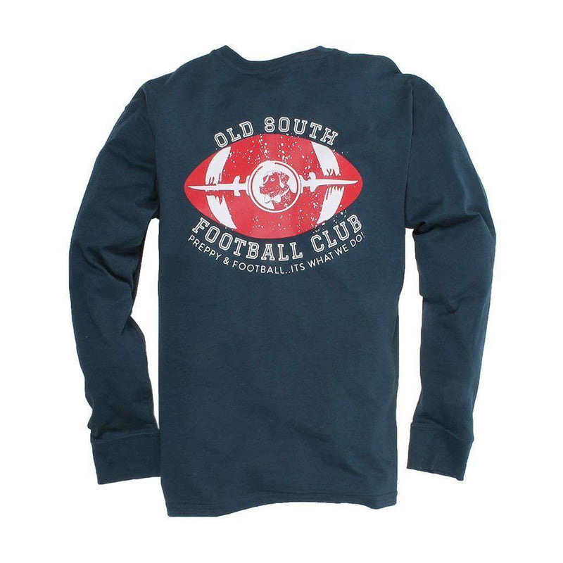 Exclusive Preppy and Football Long Sleeve Tee in Reflecting Pond Navy by Southern Proper - Country Club Prep