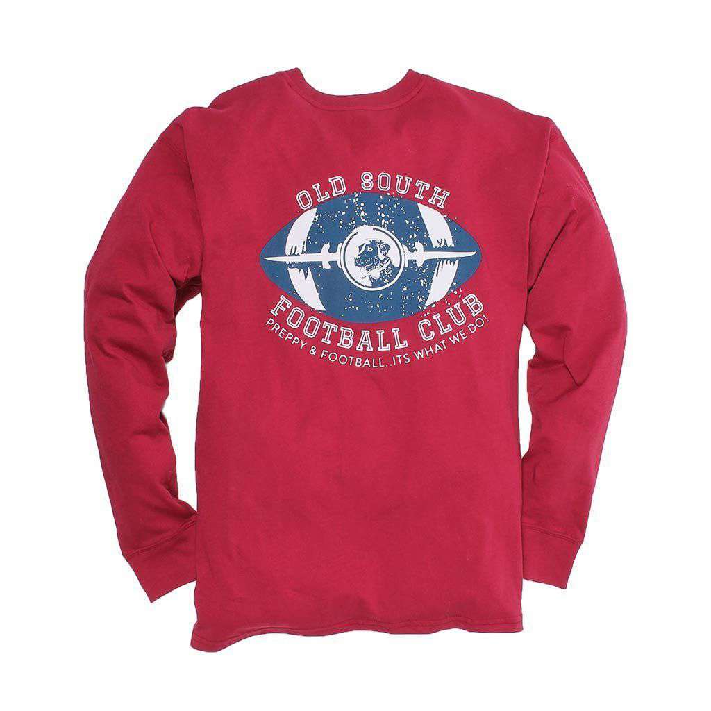 Exclusive Preppy and Football Long Sleeve Tee in Rhubarb by Southern Proper - Country Club Prep