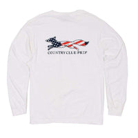 Faded Flag Longshanks Long Sleeve Tee Shirt in White by Country Club Prep - Country Club Prep