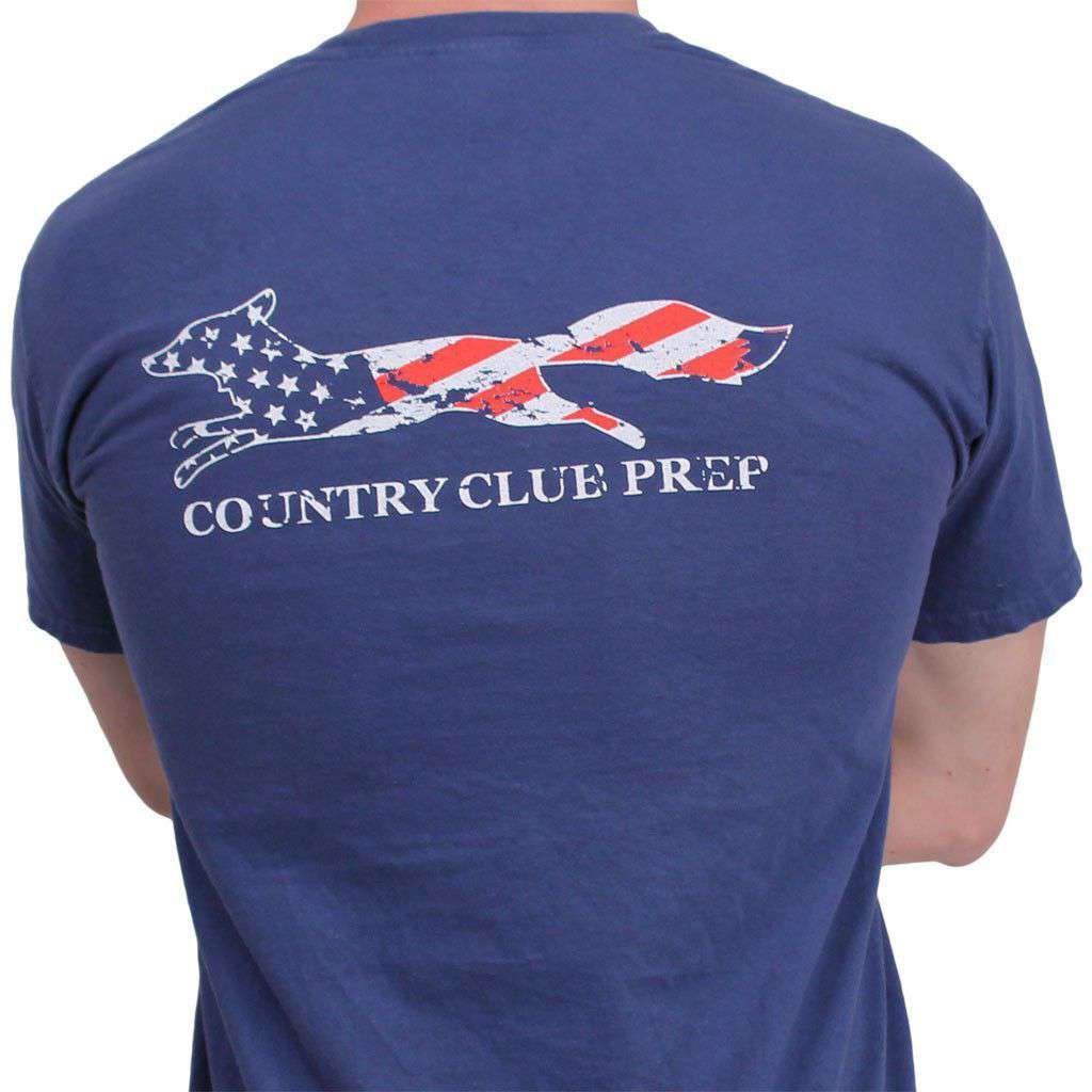 Faded Flag Longshanks Tee Shirt in Soft Navy by Country Club Prep - Country Club Prep