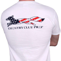 Faded Flag Longshanks Tee Shirt in White by Country Club Prep - Country Club Prep