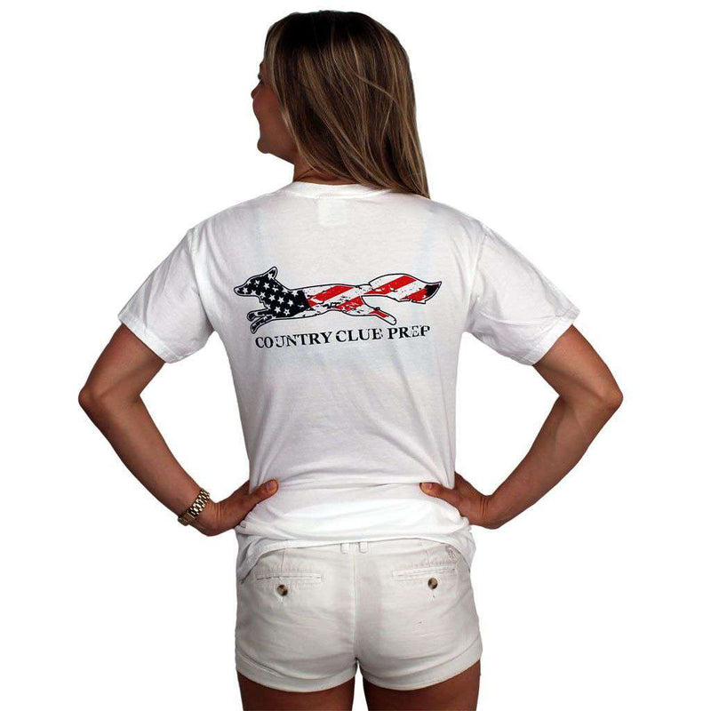 Faded Flag Longshanks Tee Shirt in White by Country Club Prep - Country Club Prep