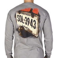 Farm Plate Long Sleeve Tee Shirt in Grey by Southern Fried Cotton - Country Club Prep