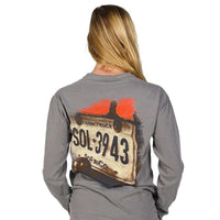 Farm Plate Long Sleeve Tee Shirt in Grey by Southern Fried Cotton - Country Club Prep