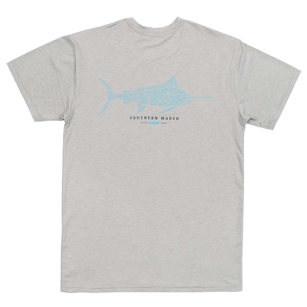 FieldTec™ Heather Performance Tee - Marlin in Light Gray by Southern Marsh - Country Club Prep