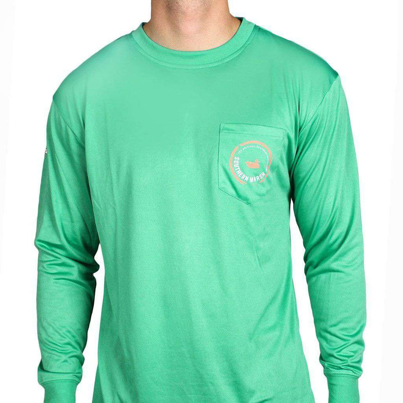 FieldTec Pocket Tee - Long Sleeve in Bimini Green by Southern Marsh - Country Club Prep