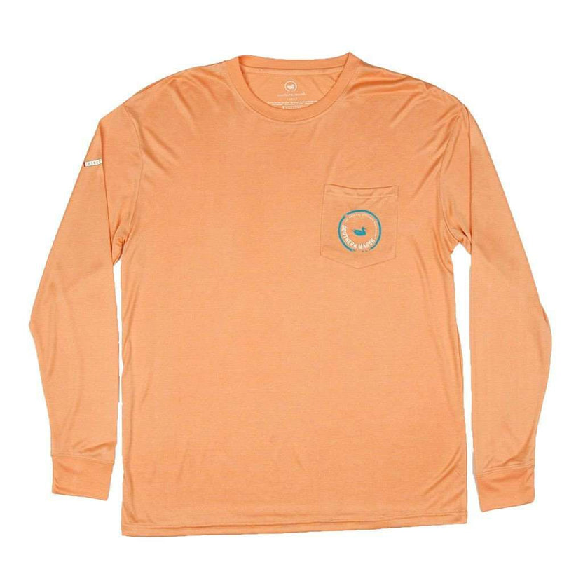 Southern Marsh FieldTec Pocket Tee Long Sleeve in Melon Orange