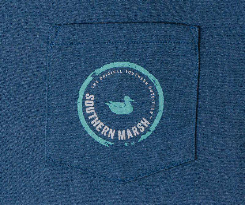 FieldTec Pocket Tee - LONG SLEEVE in Slate with Aquamarine by Southern Marsh - Country Club Prep