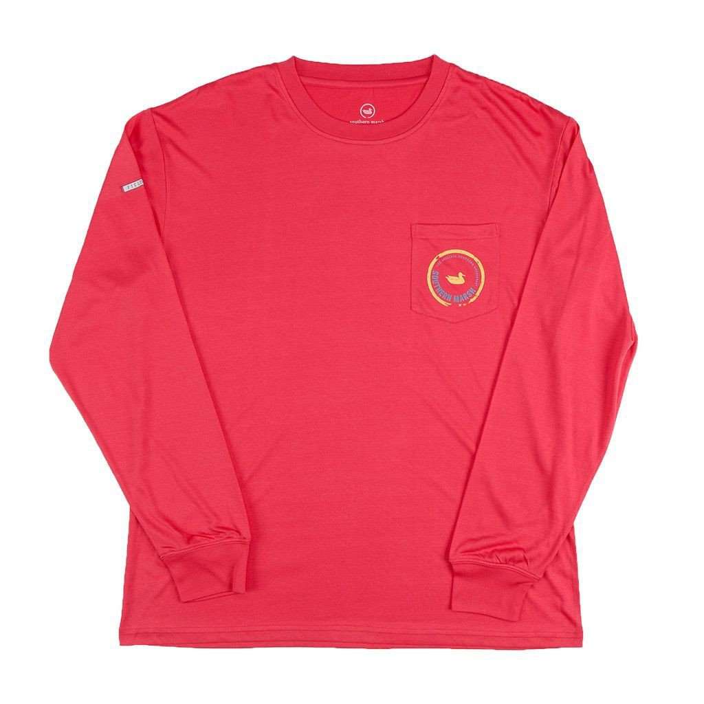 FieldTec Pocket Tee - Long Sleeve in Strawberry Fizz by Southern Marsh - Country Club Prep