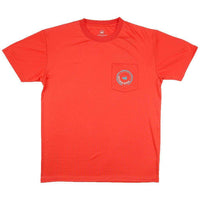 FieldTec Short Sleeve Pompano Pocket Tee in Coral with Electric Blue by Southern Marsh - Country Club Prep