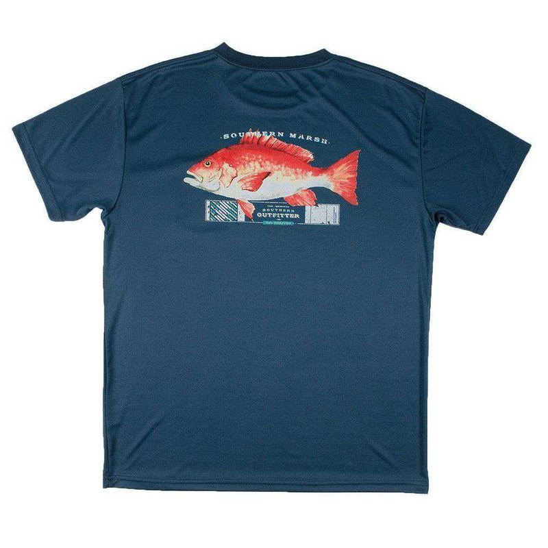 Southern Marsh FieldTec Short Sleeve Snapper Tee in Slate with ...