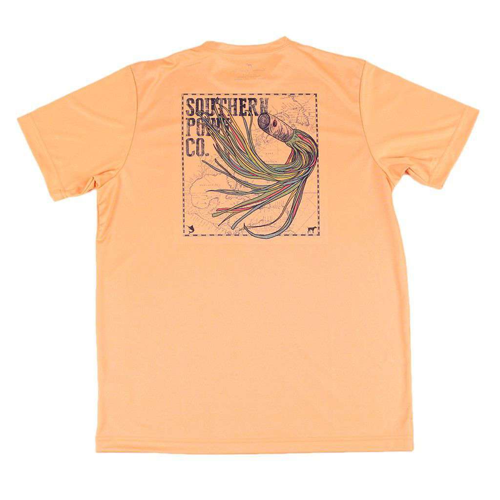 Fishing Lure Performance Tee in Peach Orange by Southern Point Co. - Country Club Prep