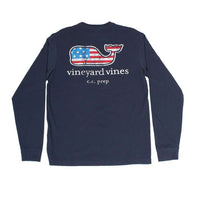 Flag Whale CC Prep Long Sleeve Tee Shirt in Blue Blazer by Vineyard Vines - Country Club Prep