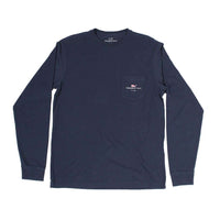 Flag Whale CC Prep Long Sleeve Tee Shirt in Blue Blazer by Vineyard Vines - Country Club Prep