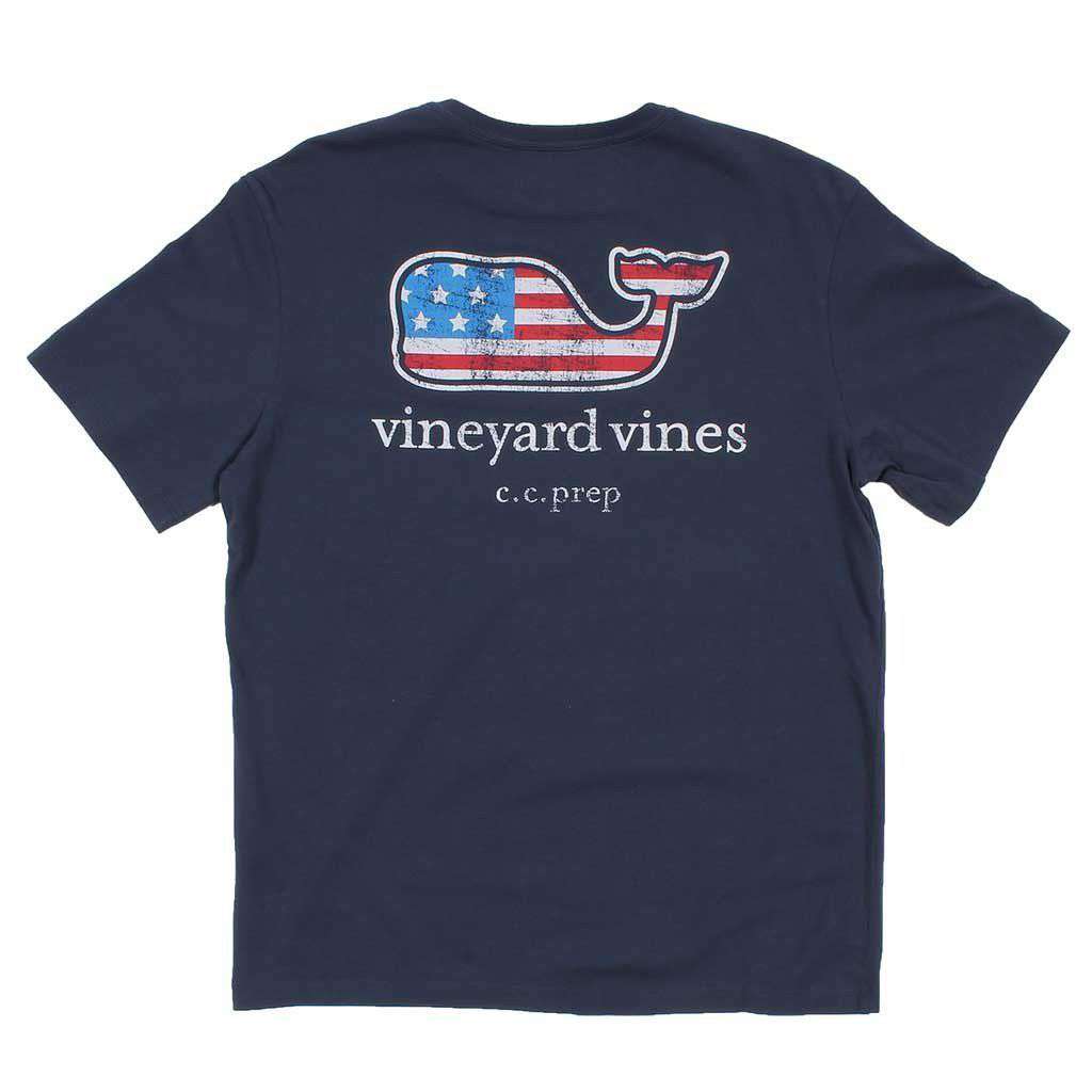 Flag Whale CC Prep Tee Shirt in Blue Blazer by Vineyard Vines - Country Club Prep