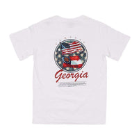 Flags Over Georgia T-Shirt in White by Classic Georgia - Country Club Prep