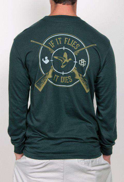 Flies, It Dies Long Sleeve Pocket Tee in Green by Rowdy Gentleman - Country Club Prep