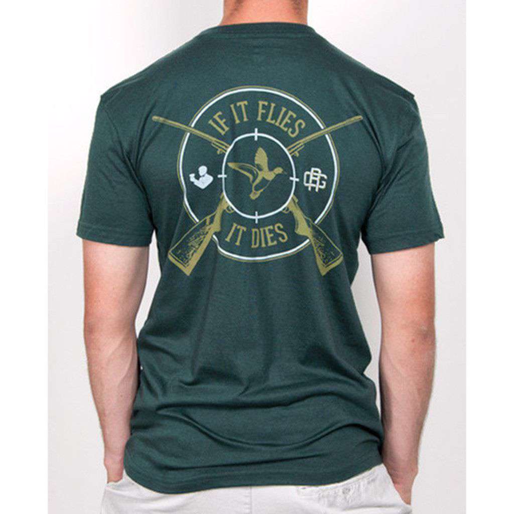 Flies, It Dies Short Sleeve Pocket Tee Shirt in Green by Rowdy Gentleman - Country Club Prep