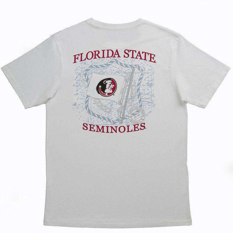 Florida State University Flag Tee Shirt in White by Southern Tide - Country Club Prep
