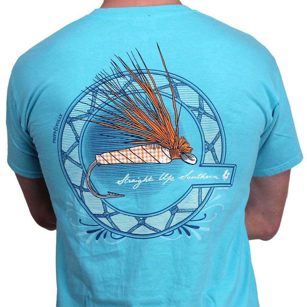 Fly Lure Tee in Lagoon Blue by Fripp & Folly - Country Club Prep