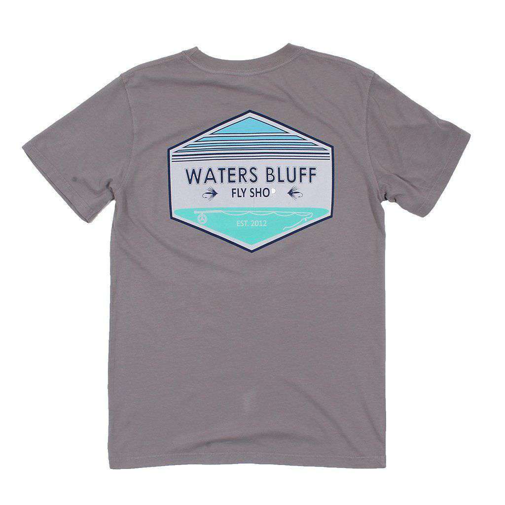 Fly Shop Tee Shirt in Granite by Waters Bluff - Country Club Prep