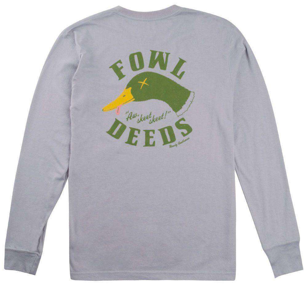 Fowl Deeds Long Sleeve Pocket Tee Shirt in Fog by Rowdy Gentleman - Country Club Prep