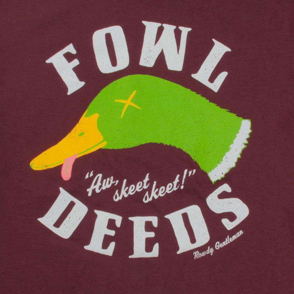 Fowl Deeds Long Sleeve Pocket Tee Shirt in Oxblood by Rowdy Gentleman - Country Club Prep