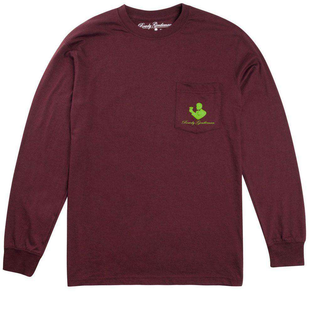 Fowl Deeds Long Sleeve Pocket Tee Shirt in Oxblood by Rowdy Gentleman - Country Club Prep