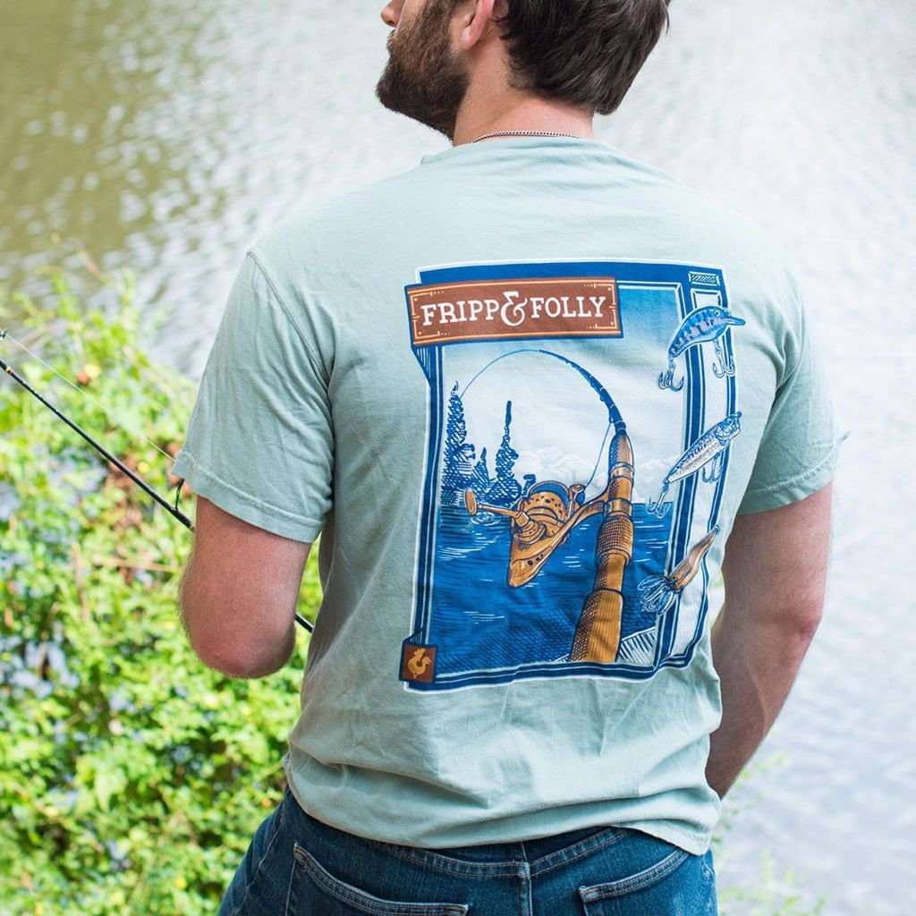 Freshwater Reel Tee Shirt in Bay by Fripp & Folly - Country Club Prep