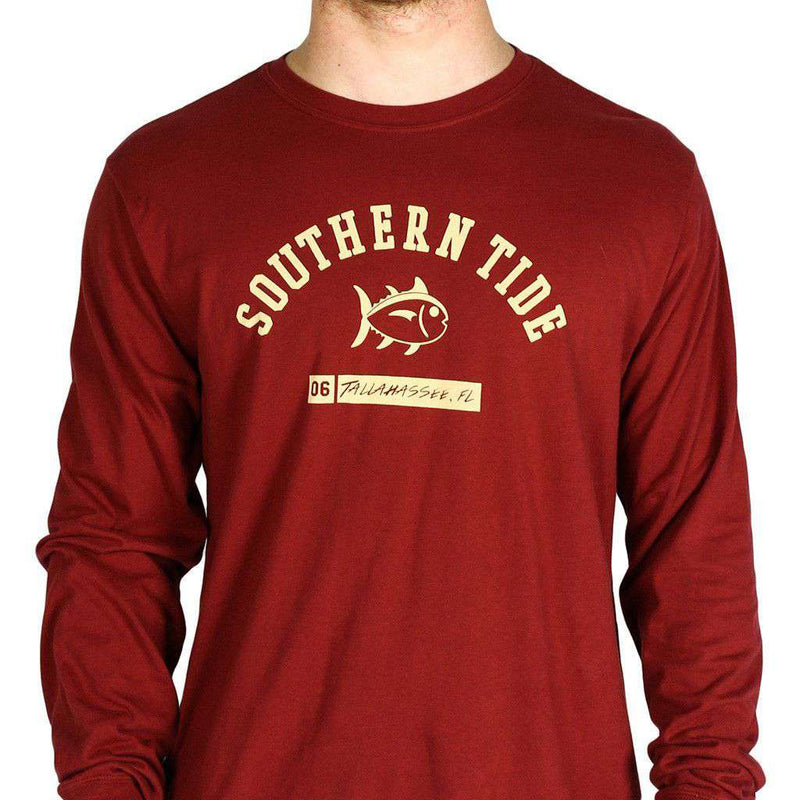 FSU Long Sleeve Campus Tee in Garnet by Southern Tide - Country Club Prep