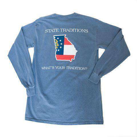GA Traditional Long Sleeve T-Shirt in Blue by State Traditions - Country Club Prep