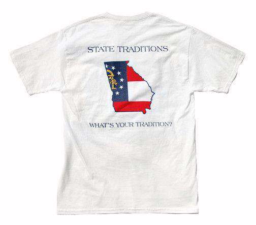 GA Traditional T-Shirt in White by State Traditions - Country Club Prep