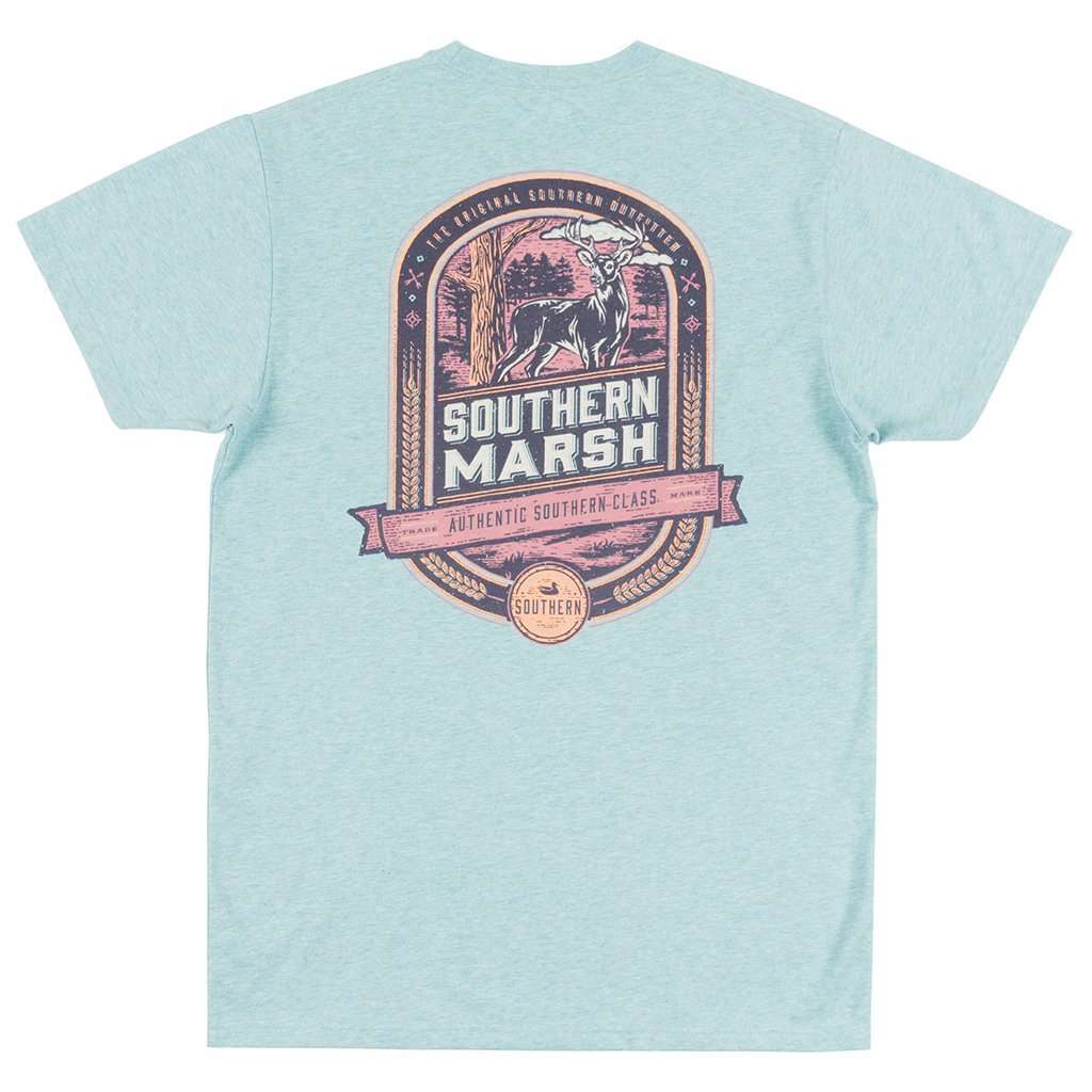 Genuine Collection - Deer Hunting Tee in Washed Moss Blue by Southern Marsh - Country Club Prep