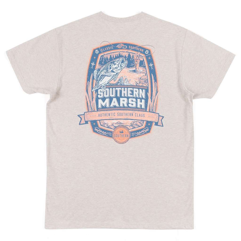 Genuine Collection - Fly Fishing Tee in Washed Oatmeal by Southern Marsh - Country Club Prep