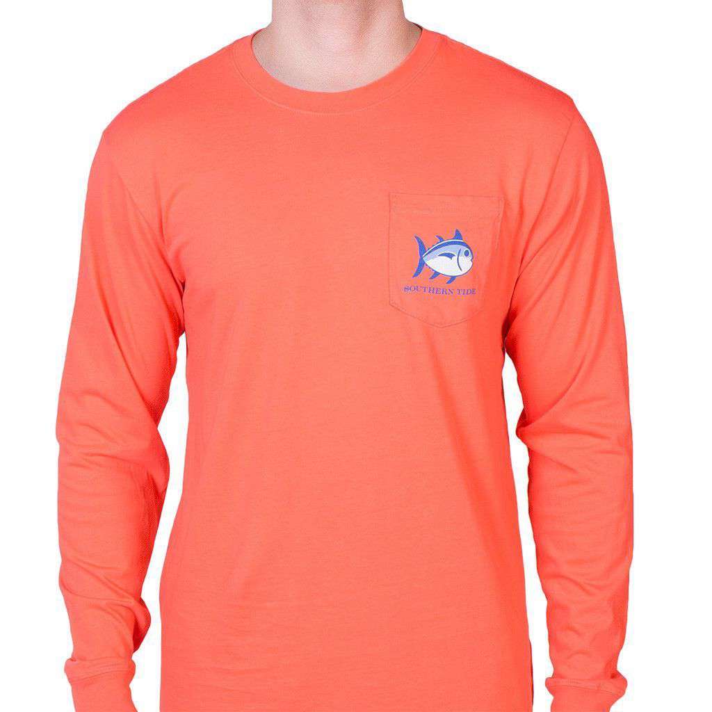 Georgia Long Sleeve State Tee Shirt in Hot Coral by Southern Tide - Country Club Prep