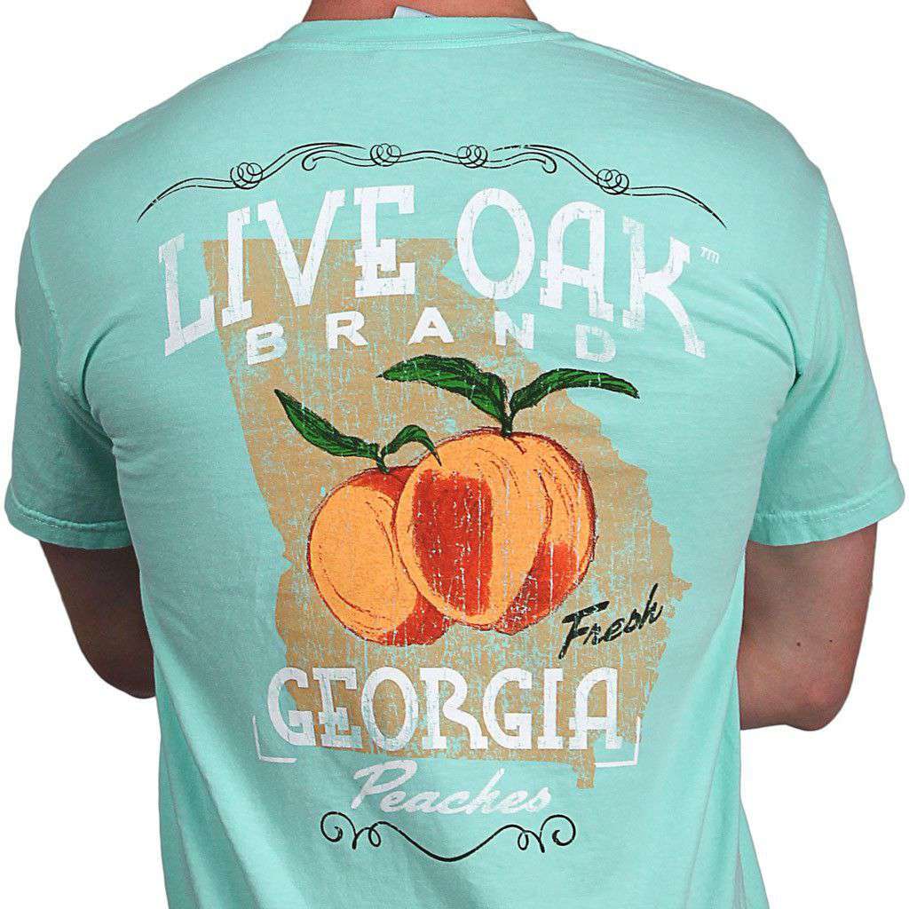 Georgia Peaches Short Sleeve Pocket Tee in Island Reef by Live Oak - Country Club Prep