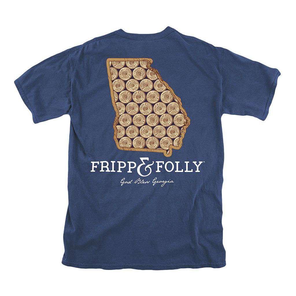 Georgia Shotgun Shell Tee in True Navy by Fripp & Folly - Country Club Prep