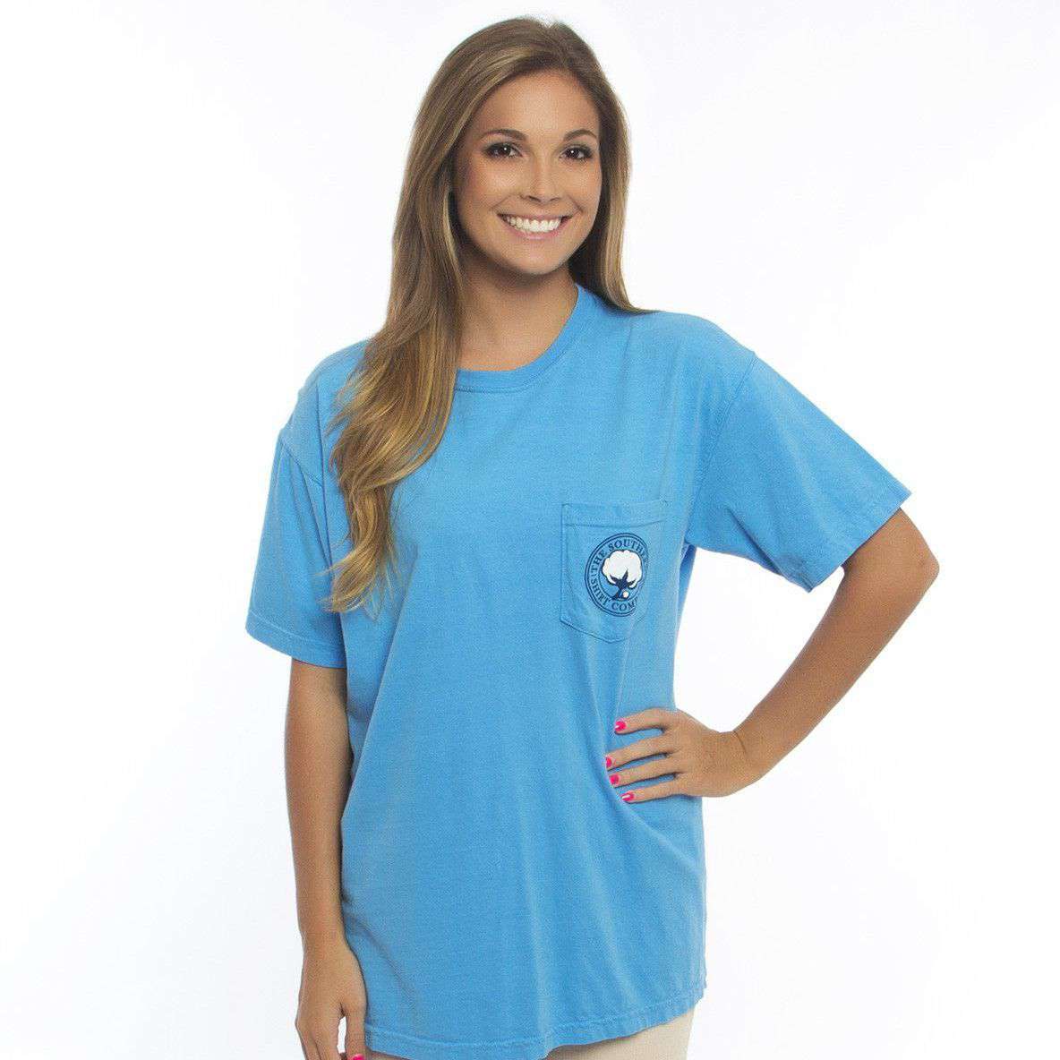Georgia Wooden State Tee Shirt in Bonnie Blue by The Southern Shirt Co. - Country Club Prep