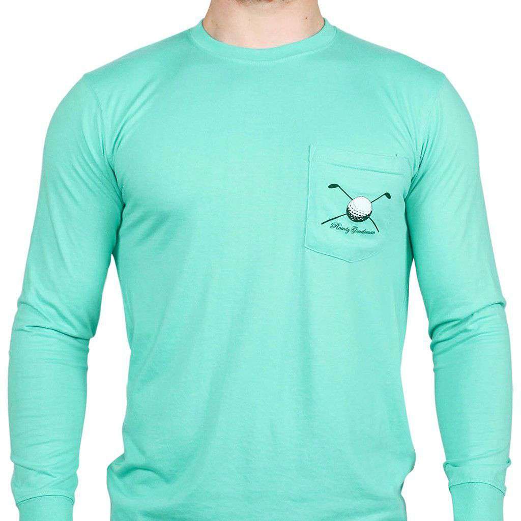 Get in the Hole Long Sleeve Pocket Tee in Spring Green by Rowdy Gentleman - Country Club Prep