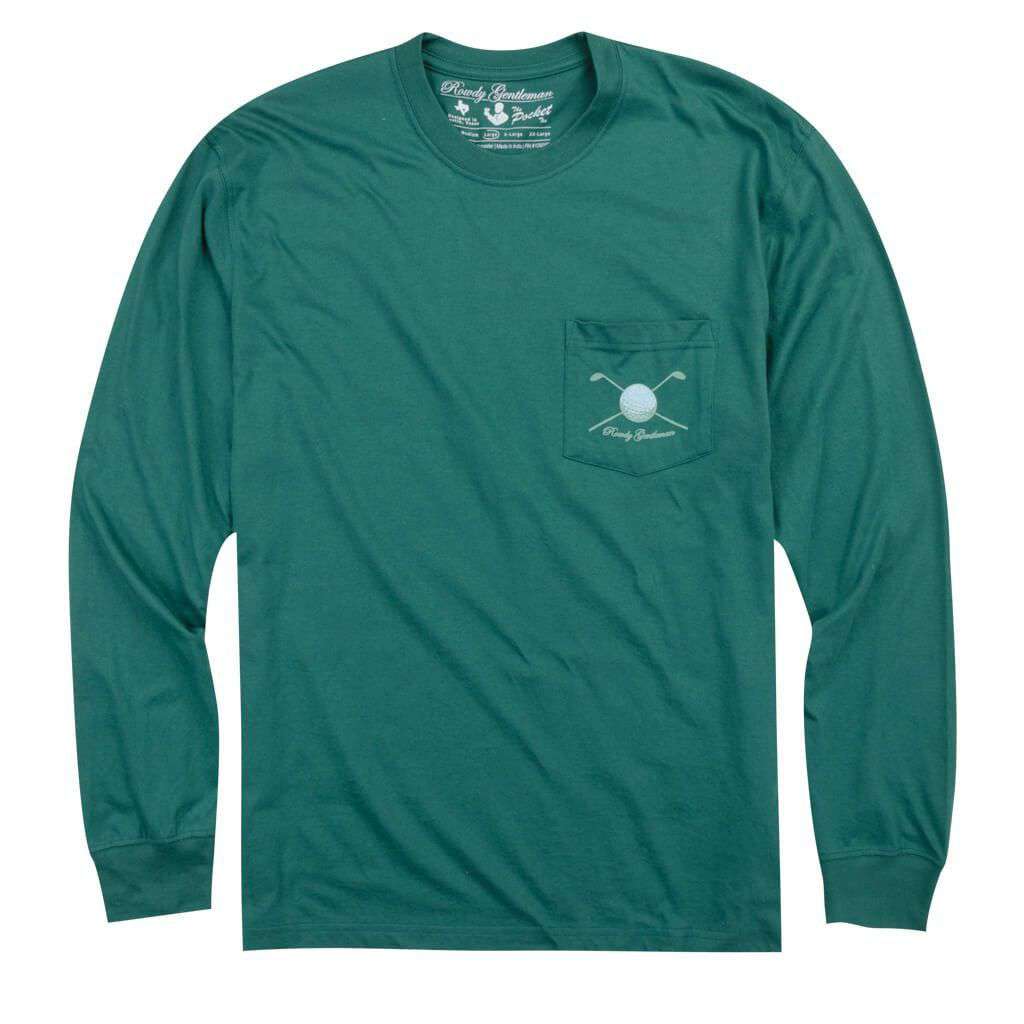 Get in the Hole Long Sleeve Pocket Tee in Spruce by Rowdy Gentleman - Country Club Prep