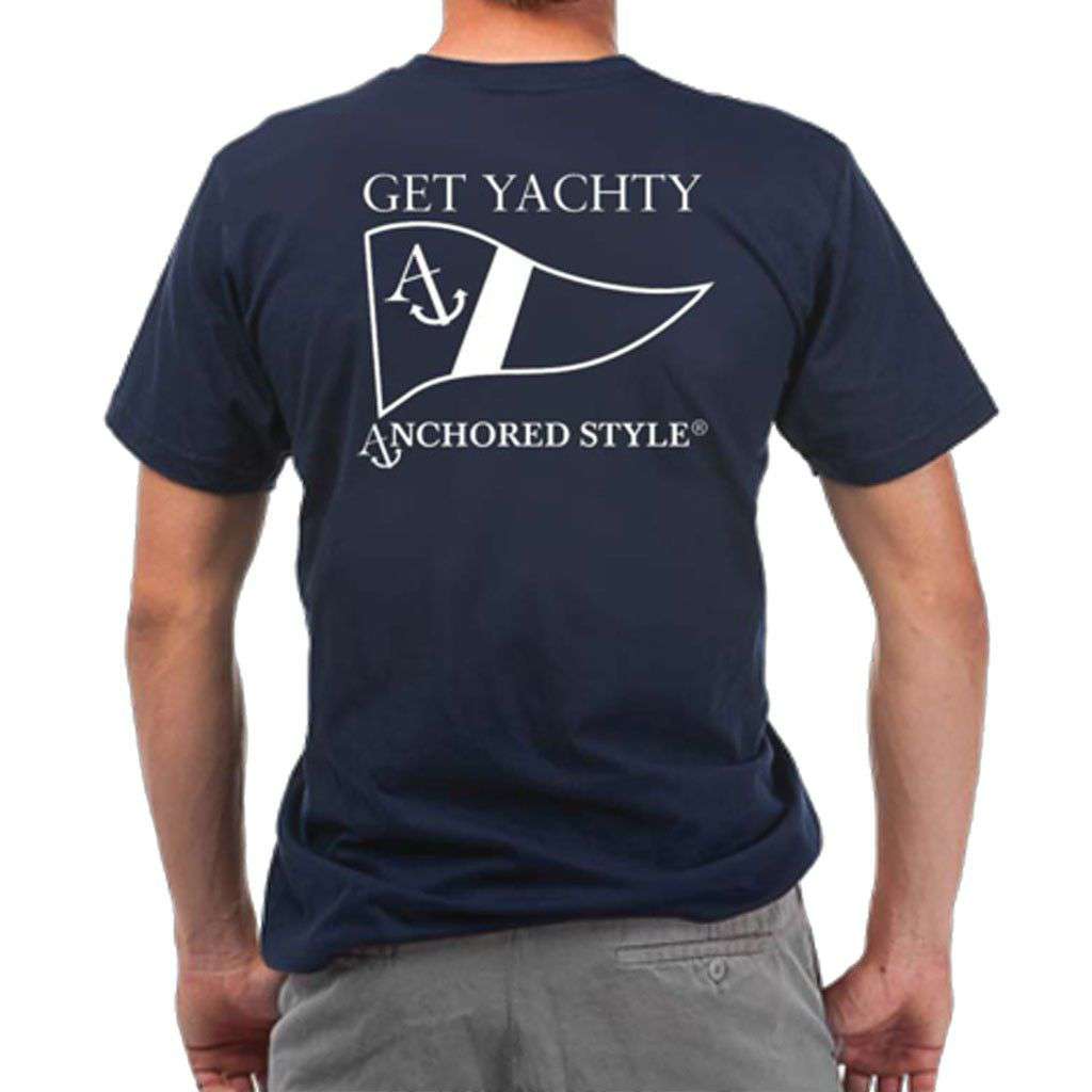 Get Yachty Pocket Tee Shirt in Navy by Anchored Style - Country Club Prep