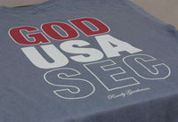 God, USA, SEC Long Sleeve Tee in Weathered Blue by Rowdy Gentleman - Country Club Prep