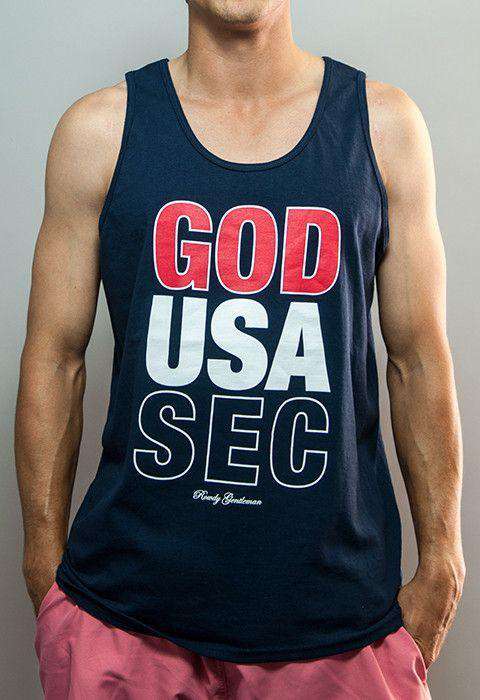 God, USA, SEC Tank Top in Navy by Rowdy Gentleman - Country Club Prep