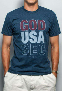 God, USA, SEC Tee in Faded Navy by Rowdy Gentleman - Country Club Prep