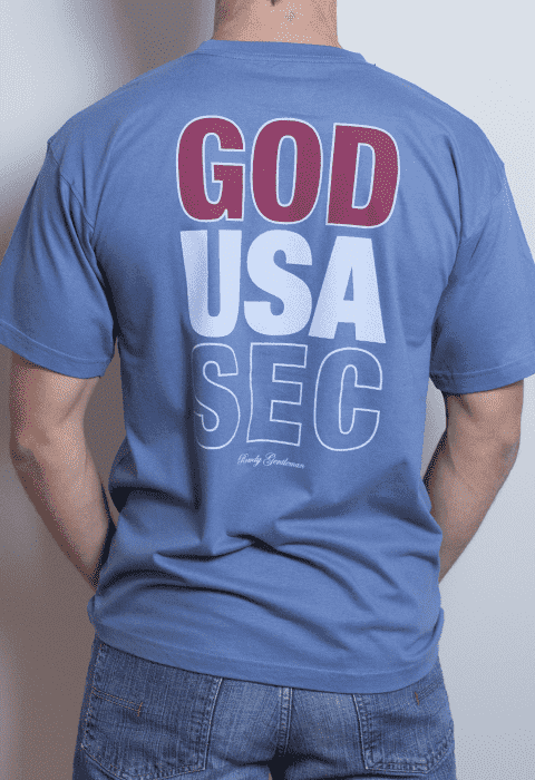 God, USA, SEC Tee in Weathered Blue by Rowdy Gentleman - Country Club Prep