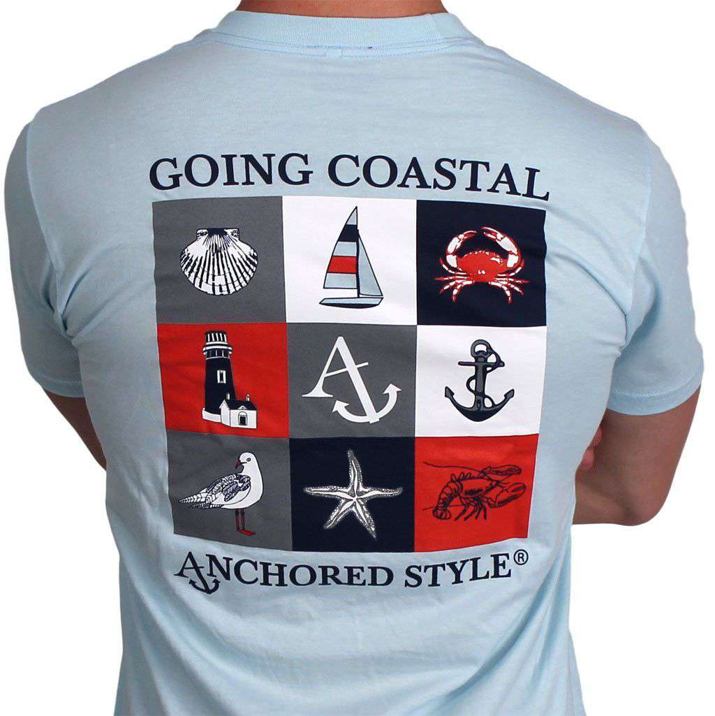 Going Coastal Tee in Light Blue by Anchored Style - Country Club Prep